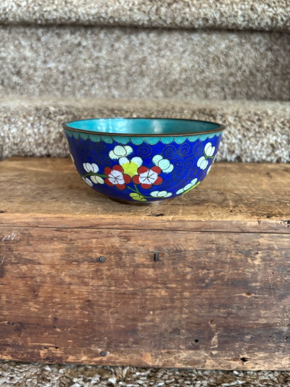 Handcrafted Blue Floral Cloisonné Bowl - Brand Unspecified